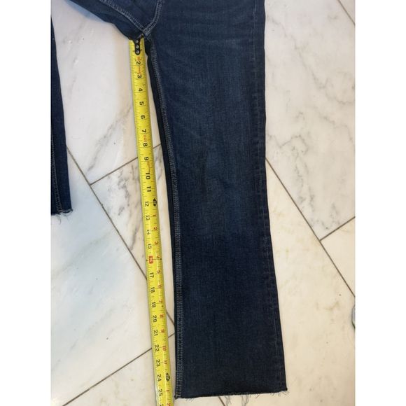 ZARA Women’s High Rise Straight Leg Ankle Jeans Raw Hem Dark Wash Size 2 - Picture 4 of 9